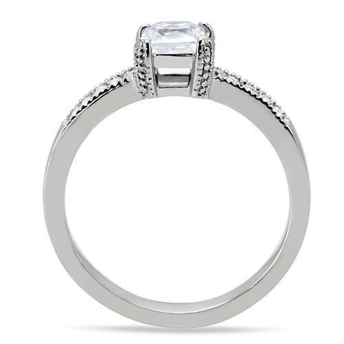 TK199 - High polished (no plating) Stainless Steel Ring with AAA Grade CZ in Clear