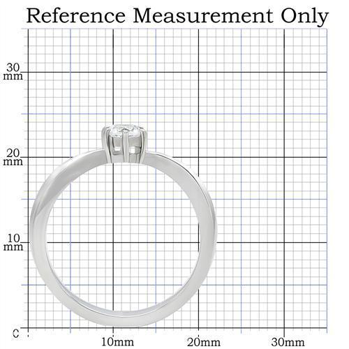 TK201 - High polished (no plating) Stainless Steel Ring with AAA Grade CZ in Clear