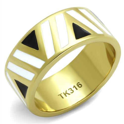 TK2037 - IP Gold(Ion Plating) Stainless Steel Ring with Epoxy in Multi Color
