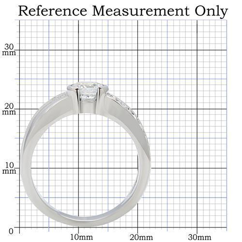 TK214 - High polished (no plating) Stainless Steel Ring with AAA Grade CZ in Clear