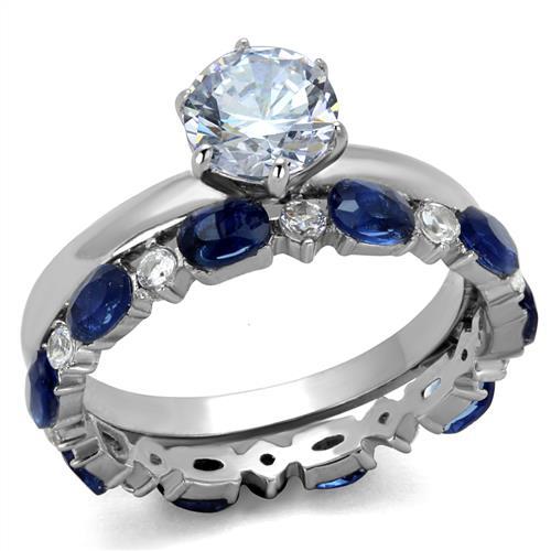 TK2175 - High polished (no plating) Stainless Steel Ring with AAA Grade CZ in Clear