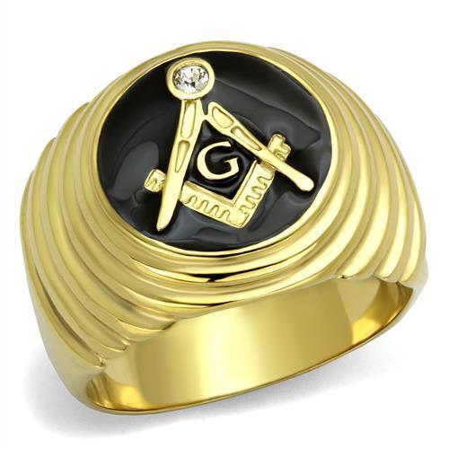 TK2224 - IP Gold(Ion Plating) Stainless Steel Ring with Top Grade Crystal in Clear