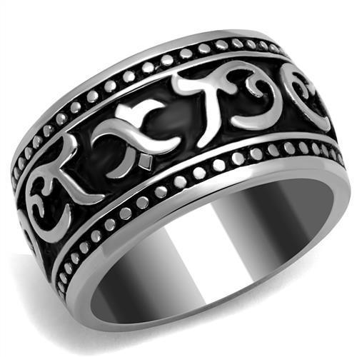 TK2233 - High polished (no plating) Stainless Steel Ring with Epoxy in Jet