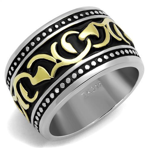 TK2234 - Two-Tone IP Gold (Ion Plating) Stainless Steel Ring with Epoxy in Jet