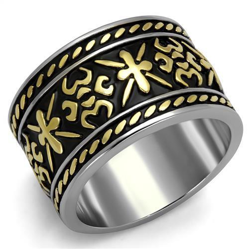 TK2236 - Two-Tone IP Gold (Ion Plating) Stainless Steel Ring with Epoxy in Jet