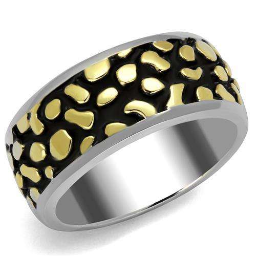 TK2238 - Two-Tone IP Gold (Ion Plating) Stainless Steel Ring with Epoxy in Jet