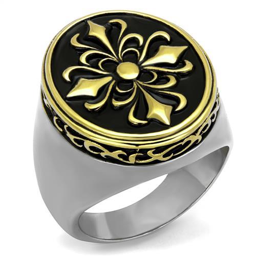 TK2241 - Two-Tone IP Gold (Ion Plating) Stainless Steel Ring with Epoxy in Jet