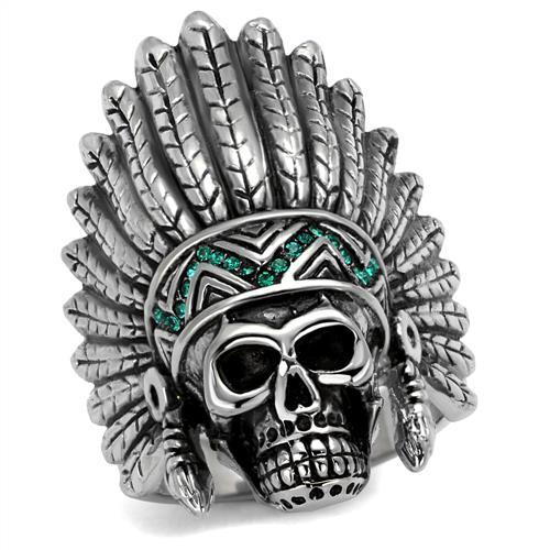 TK2245 - High polished (no plating) Stainless Steel Ring with Top Grade Crystal in Emerald