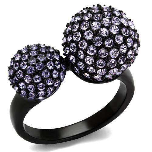 TK2285 - IP Black(Ion Plating) Stainless Steel Ring with Top Grade Crystal in Multi Color