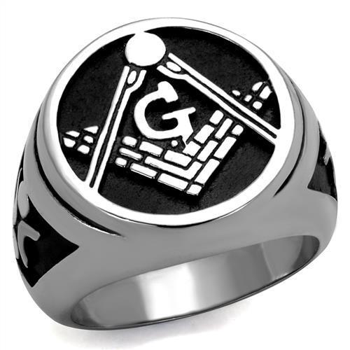 TK2315 - High polished (no plating) Stainless Steel Ring with Epoxy in Jet