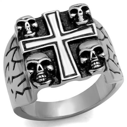 TK2316 - High polished (no plating) Stainless Steel Ring with Epoxy in Jet
