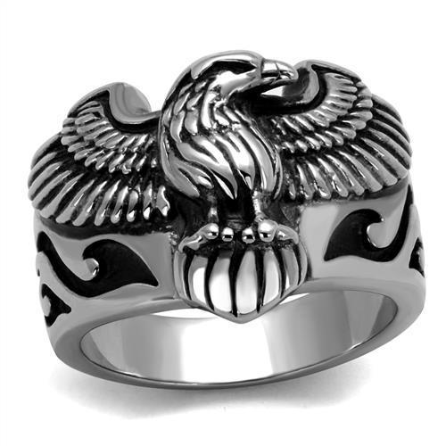 TK2319 - High polished (no plating) Stainless Steel Ring with Epoxy in Jet