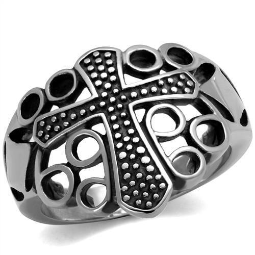 TK2320 - High polished (no plating) Stainless Steel Ring with Epoxy in Jet