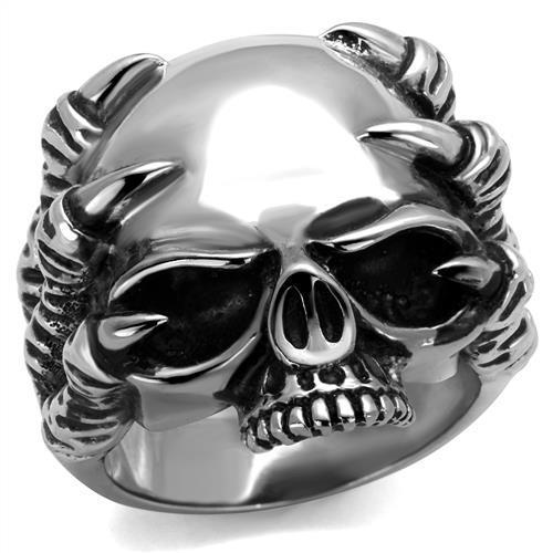 TK2323 - High polished (no plating) Stainless Steel Ring with Epoxy in Jet