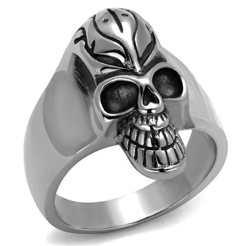 TK2324 - High polished (no plating) Stainless Steel Ring with Epoxy in Jet
