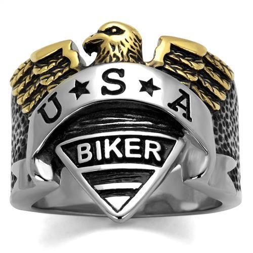 TK2327 - Two-Tone IP Gold (Ion Plating) Stainless Steel Ring with Epoxy in Jet