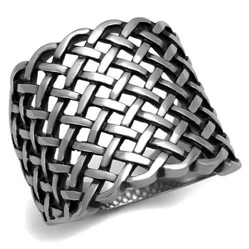TK2333 - High polished (no plating) Stainless Steel Ring with Epoxy in Jet