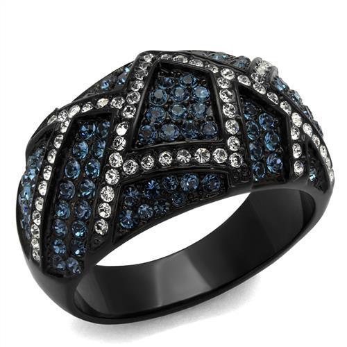 TK2353 - IP Black(Ion Plating) Stainless Steel Ring with Top Grade Crystal in Montana