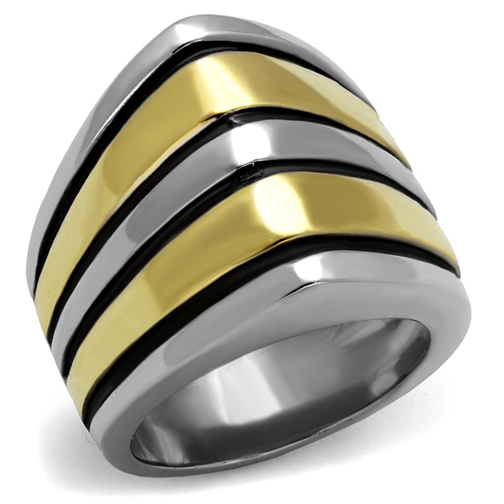 TK2367 - Two-Tone IP Gold (Ion Plating) Stainless Steel Ring with Epoxy in Jet
