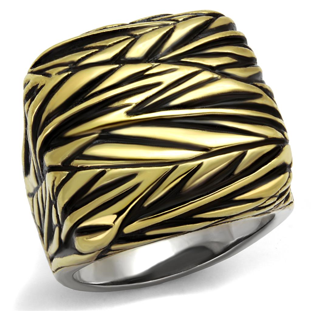 TK2370 - Two-Tone IP Gold (Ion Plating) Stainless Steel Ring with Epoxy in Jet