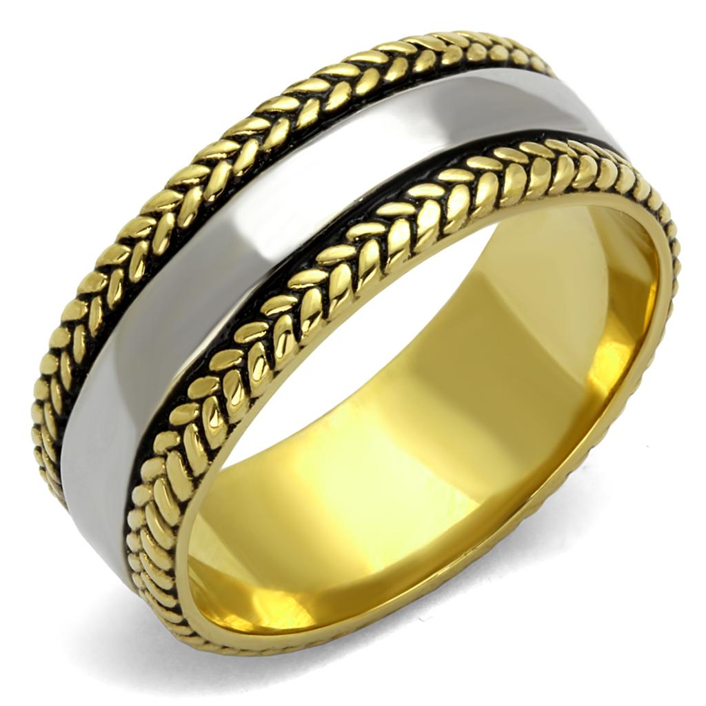 TK2375 - Two-Tone IP Gold (Ion Plating) Stainless Steel Ring with Epoxy in Jet
