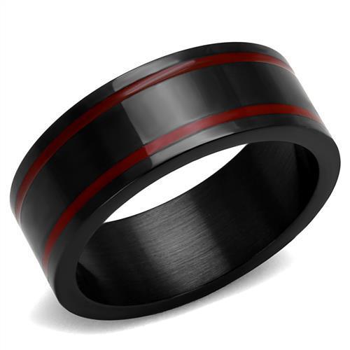 TK2407 - IP Black(Ion Plating) Stainless Steel Ring with Epoxy in Siam