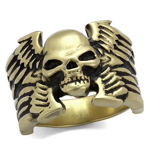 TK2445 - IP Antique Copper Stainless Steel Ring with Epoxy in Jet