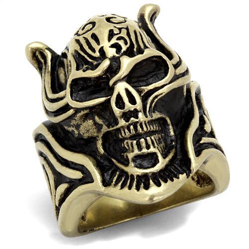 TK2446 - IP Antique Copper Stainless Steel Ring with Epoxy in Jet