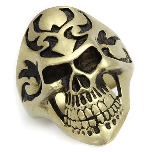 TK2448 - IP Antique Copper Stainless Steel Ring with Epoxy in Jet