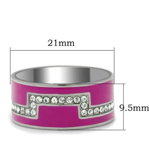 TK244 - High polished (no plating) Stainless Steel Ring with Top Grade Crystal in Clear