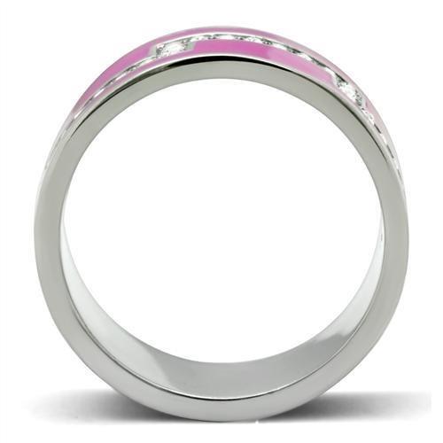 TK244 - High polished (no plating) Stainless Steel Ring with Top Grade Crystal in Clear
