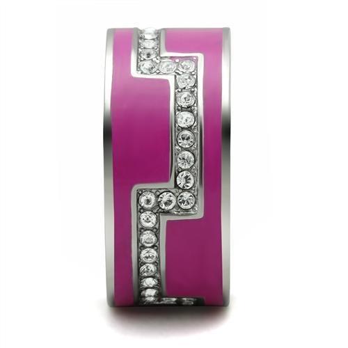 TK244 - High polished (no plating) Stainless Steel Ring with Top Grade Crystal in Clear