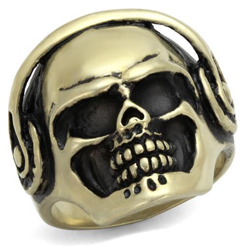 TK2451 - IP Antique Copper Stainless Steel Ring with Epoxy in Jet