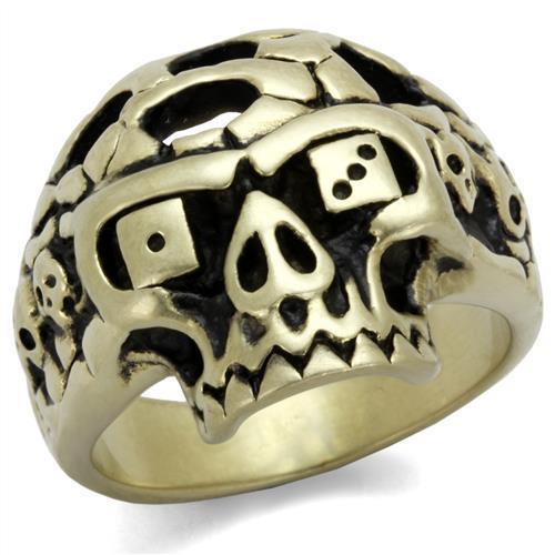 TK2452 - IP Antique Copper Stainless Steel Ring with Epoxy in Jet
