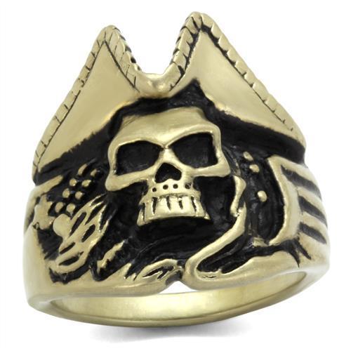TK2453 - IP Antique Copper Stainless Steel Ring with Epoxy in Jet