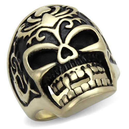 TK2454 - IP Antique Copper Stainless Steel Ring with Epoxy in Jet
