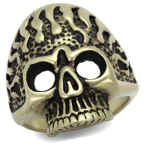 TK2455 - IP Antique Copper Stainless Steel Ring with Epoxy in Jet