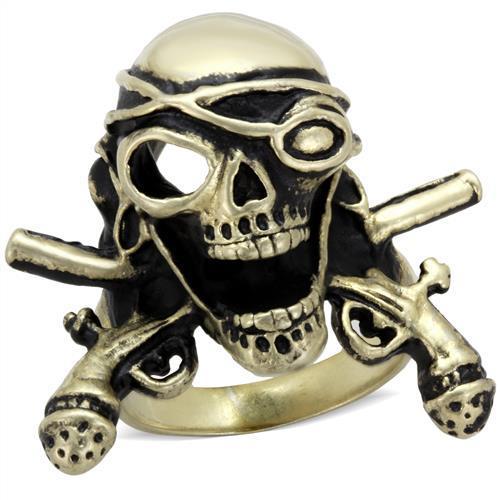 TK2456 - IP Antique Copper Stainless Steel Ring with Epoxy in Jet