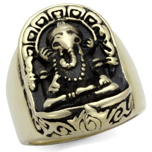 TK2457 - IP Antique Copper Stainless Steel Ring with Epoxy in Jet
