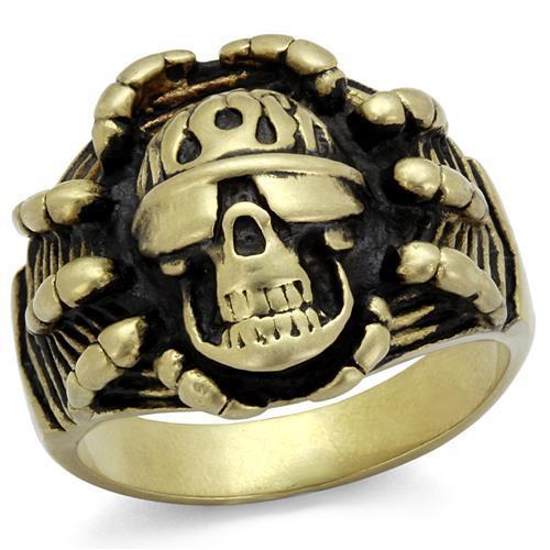 TK2461 - IP Antique Copper Stainless Steel Ring with Epoxy in Jet