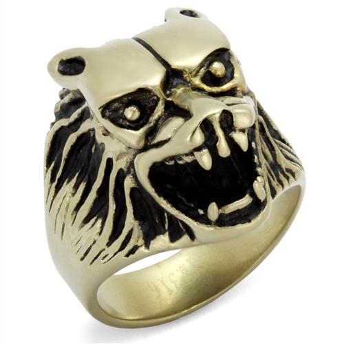 TK2462 - IP Antique Copper Stainless Steel Ring with Epoxy in Jet