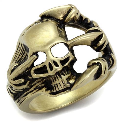 TK2464 - IP Antique Copper Stainless Steel Ring with Epoxy in Jet