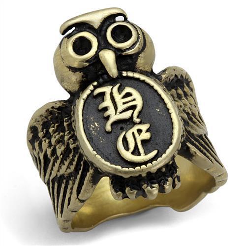 TK2465 - IP Antique Copper Stainless Steel Ring with Epoxy in Jet