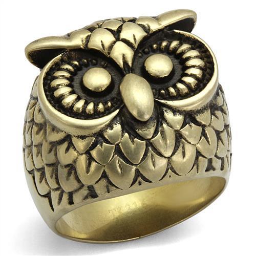 TK2468 - IP Antique Copper Stainless Steel Ring with Epoxy in Jet