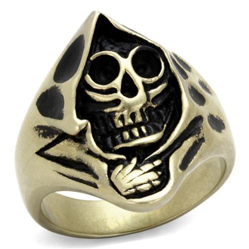 TK2474 - IP Antique Copper Stainless Steel Ring with Epoxy in Jet