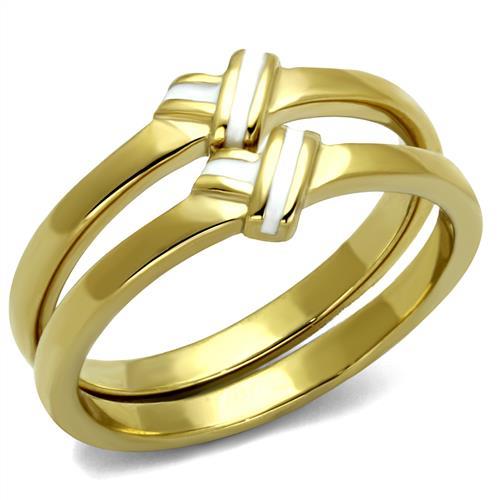 TK2494 - IP Gold(Ion Plating) Stainless Steel Ring with Epoxy in White
