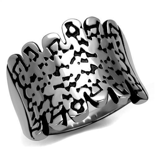 TK2500 - High polished (no plating) Stainless Steel Ring with Epoxy in Jet