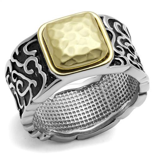 TK2509 - Two-Tone IP Gold (Ion Plating) Stainless Steel Ring with Epoxy in Jet