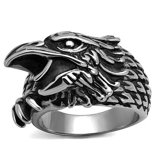 TK2515 - High polished (no plating) Stainless Steel Ring with Epoxy in Jet