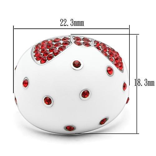 TK260 - High polished (no plating) Stainless Steel Ring with Top Grade Crystal in Ruby